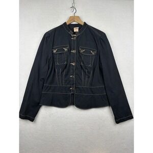 Faded Glory Utility Jacket Womens 14 Military Contrast Stitch Retro